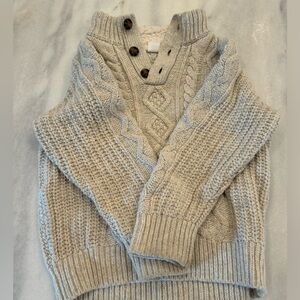 Gap Cableknit Sweater Size 5 Beige Oatmeal Cream Boys 100% Cotton, Sherpa Neck